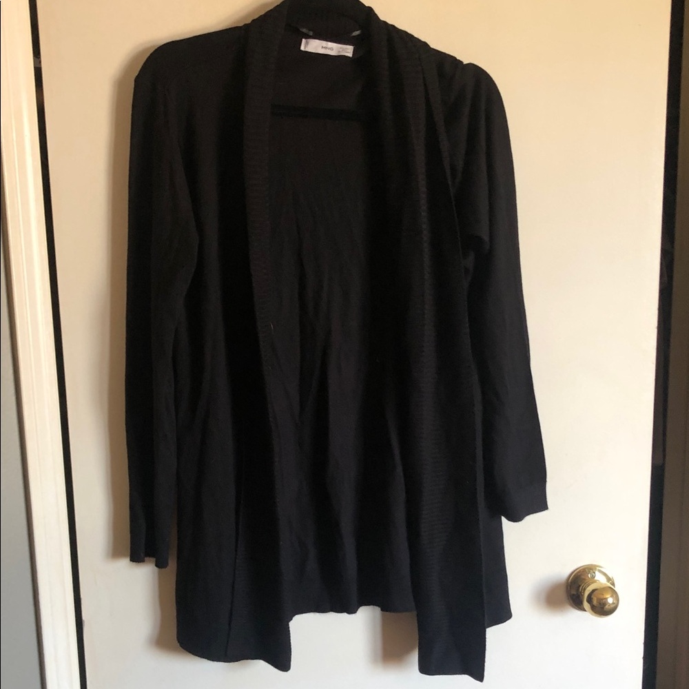 MNG Black Open-Front Draped Cardigan